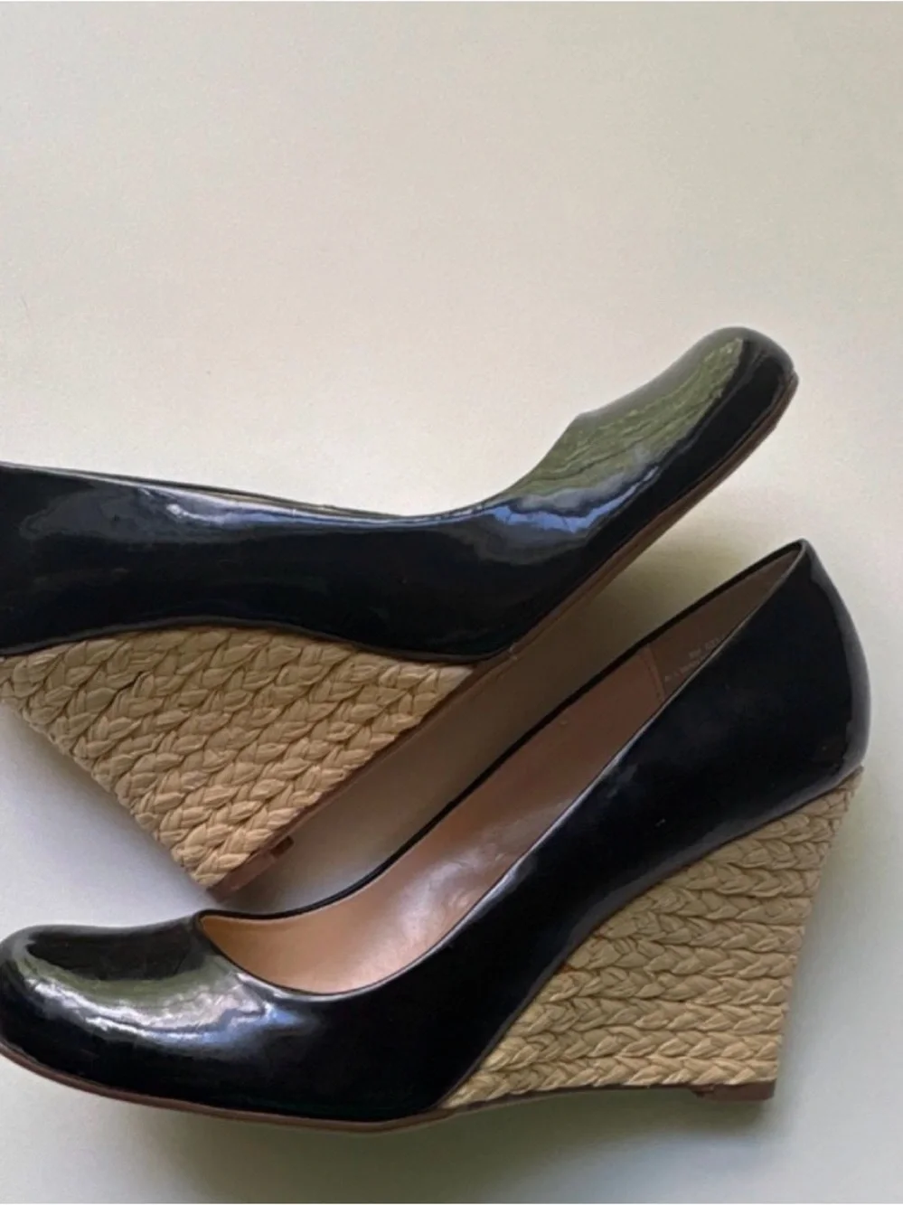 Worthington Black Patent Wedge‎ Espadrille Heels
